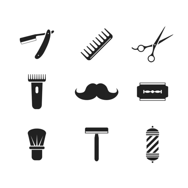 Barber Set Icon Hipster 평면에 — 스톡 벡터
