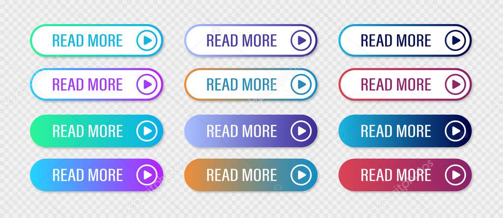 Gradient button collection for UI and wab design. Flat isolated vector illustration