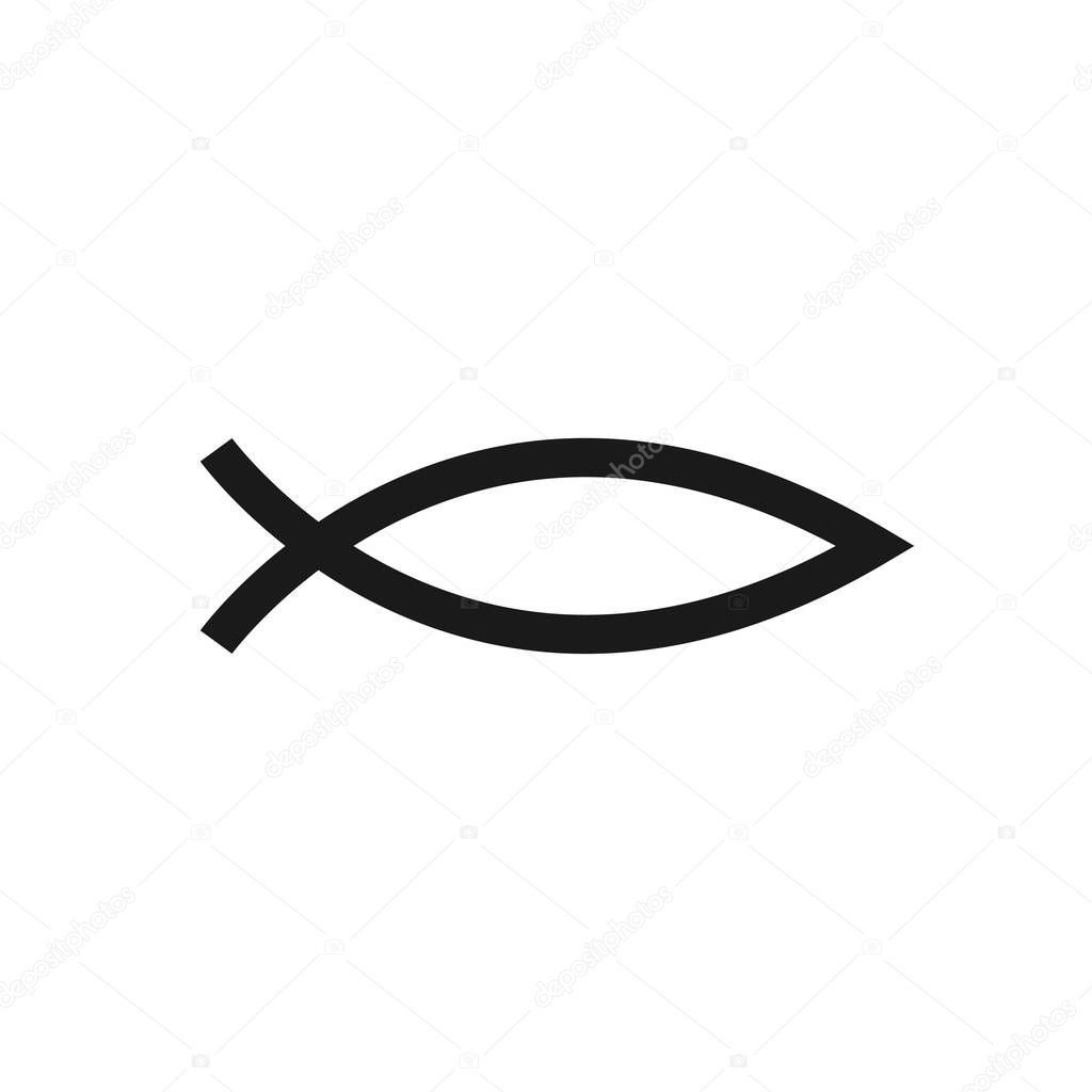 Christianity symbol fish isolated vector outline icon in flad icon