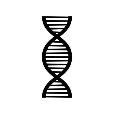 DNA siyah yapı molekülü, kromozom ikonu. Düz biçimde izole edilmiş vektör 