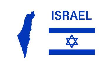 Israel icon map and national flag. Geography vector illustration in flat clipart