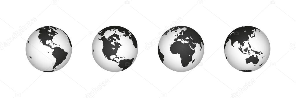 Earth set icon on white background. Vector abstract graphic design illustration