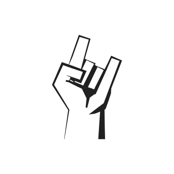 Rock Hand Symbol Platt Stil Logotyp Illustration Digital Vektor — Stock vektor