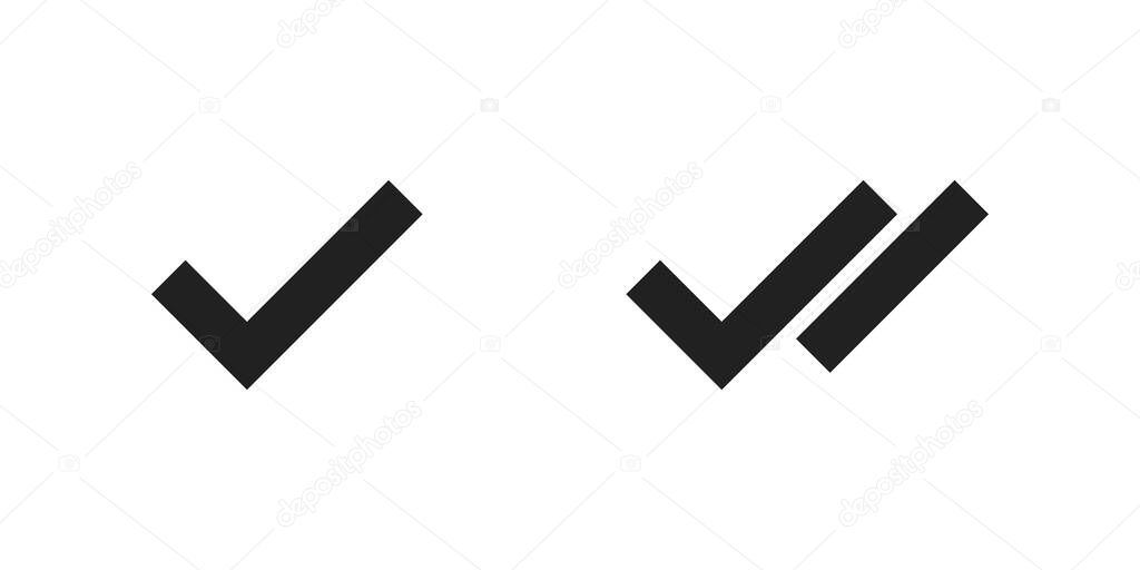 Checkmark and doodle checkmark symbol tick sign. Vector flat illustration isolated icon