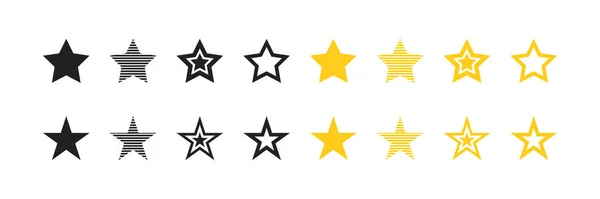 Kosmiczna Gwiazda Zestaw Czarno Żółty Płaska Ikona Streszczenie Złotej Strony — Wektor stockowy