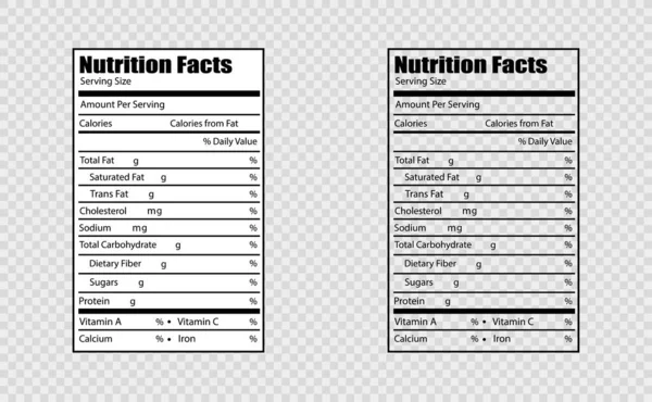 Etiqueta Diseño Información Nutricional Ilustración Vectorial Plano — Archivo Imágenes Vectoriales