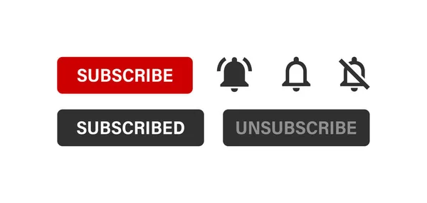 Botón Suscripción Con Icono Campana Para Contenido Redes Sociales Vector — Vector de stock