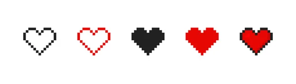 Cuore Pixel Set Ison Stile Retrò Simbolo Amore Vintage Illustrazione — Vettoriale Stock
