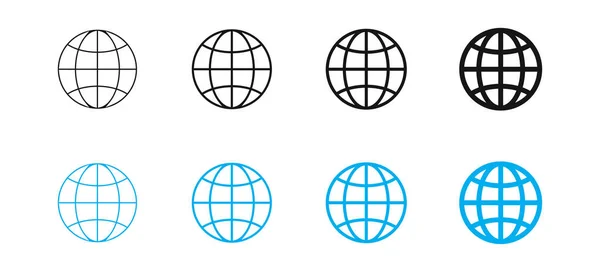 Webデザイン用のグローバルワールドセットアイコン 平らなベクトル図での地球のシンボル — ストックベクタ