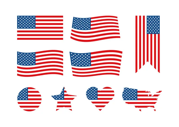 Die Flagge Usa Setzte Ein Isoliertes Vektorsymbol Flachem Stil Symbole — Stockvektor