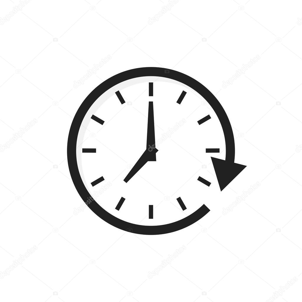 Time arrow vector icon. Clock isolated icon for wab design. Simple flat illustration