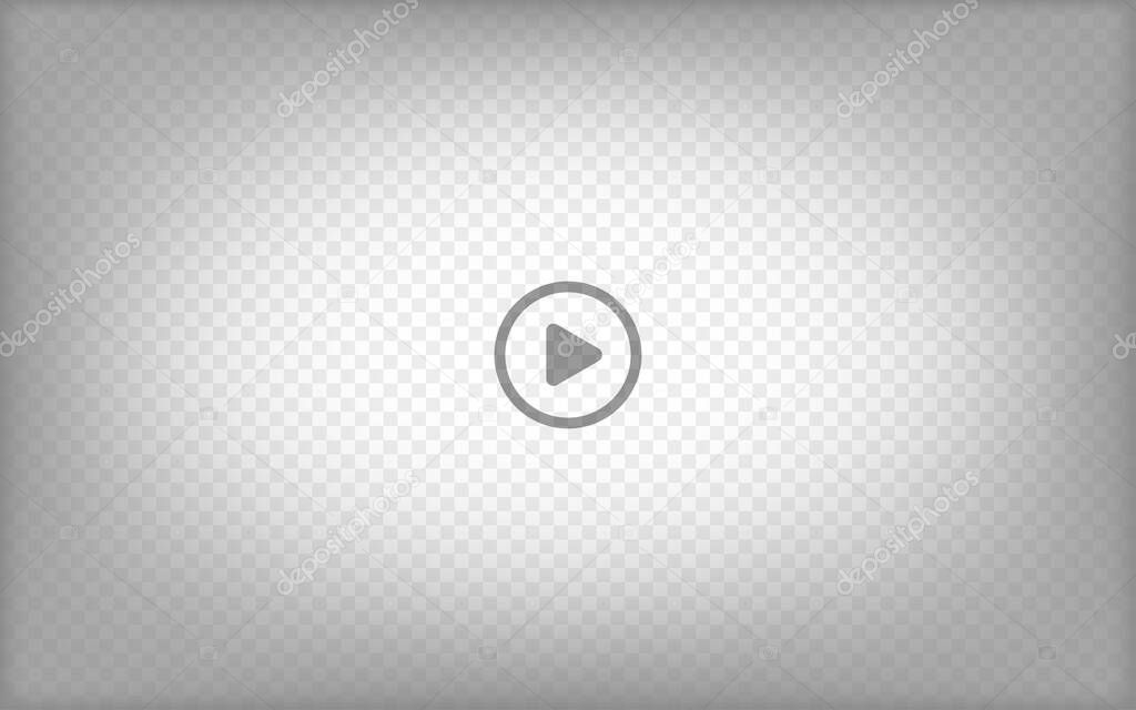 Play button on transparent backdrop. Web video player. Vector UI design