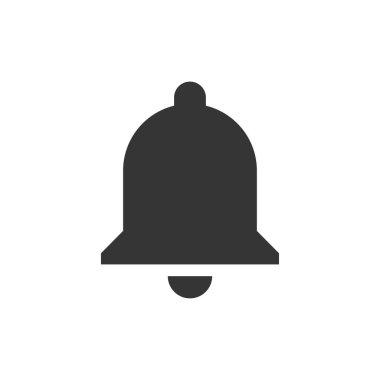 Beyaz arkaplanda uyarı çanı simgesi. Uygulama tasarımı için izole edilmiş siyah şarkı simgesi