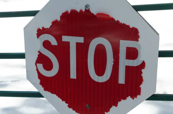 Weathered and Worn Stop Sign — Stock Photo, Image
