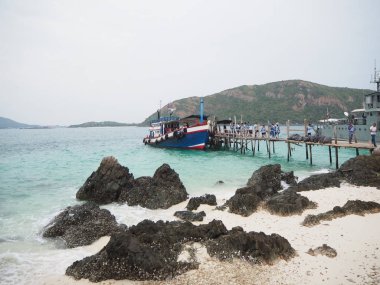 Pier at Ko Kham (Koh Kham or Kham Island), Sattahip, Samaesarn, Chonburi, Beautiful beach in Thailand clipart