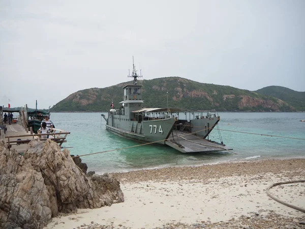 Fresh water transport boat, Ko Kham (Koh Kham or Kham Island), Sattahip, Samaesarn, Chonburi, beautiful beach in Thailand