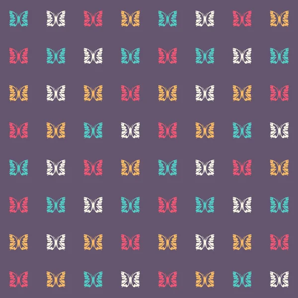Modèle sans couture avec des papillons colorés sur un fond sombre — Photo