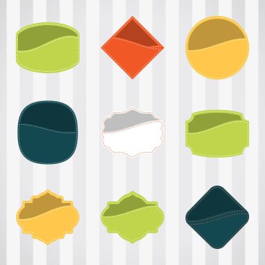 Vintage boş etiketler ceplerde dikiş ile ticaret ve prim ticaret için ayarlayın. Retro boş rozetleri vektör ceplerinde dikiş ile internet ticareti için ayarlayın.