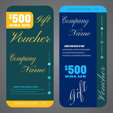 Hediye çeki vektör illüstrasyon koyu mavi ve turkuaz arka plan satışlarını artırmak için.