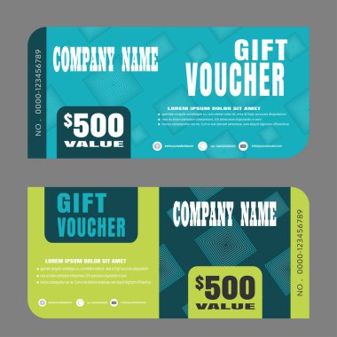 Yeşil ve turkuaz arka plan satışlarını artırmak için hediye çeki vektör illüstrasyon boş.