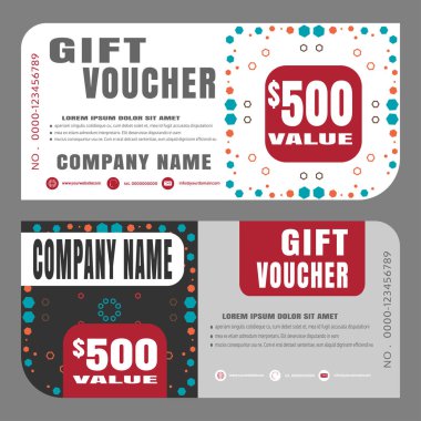 Desenli beyaz ve koyu arka plan daki satışları artırmak için hediye çeki vektör çiziminin boş.