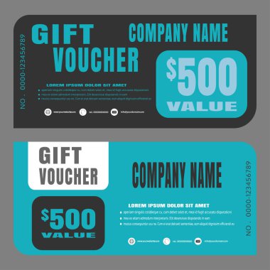 Hediye çeki vektör illüstrasyon koyu gri ve turkuaz arka plan satışlarını artırmak için.