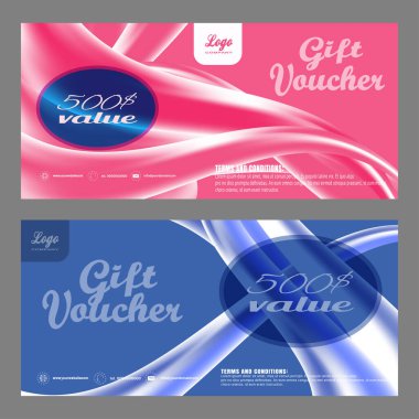 Dalgalar ile turkuaz ve mavi arka plan satışlarını artırmak için hediye çeki vektör illüstrasyon Boş.