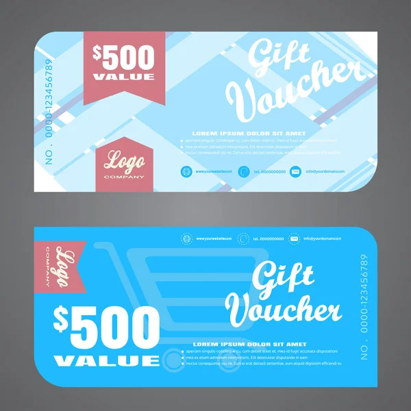 Blank de ilustração de voucher de presente elegante para aumentar as vendas em fundo azul claro e azul . —  Vetores de Stock