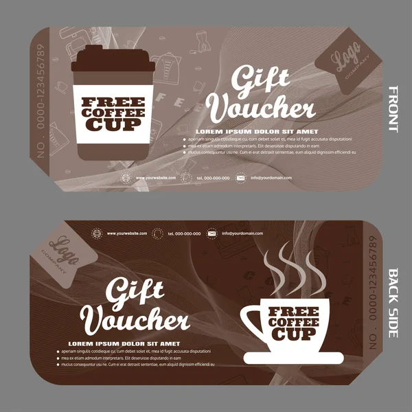 Ilustración de vales de regalo en blanco para aumentar las ventas de café con fondo . — Vector de stock