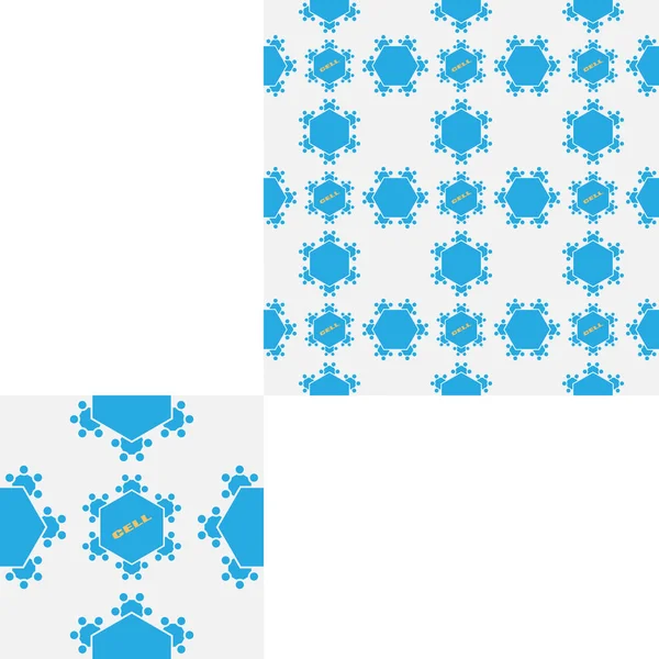 Naadloze geometrische grijze en blauwe zeshoek patroon met tekst en patroon eenheid. — Stockfoto