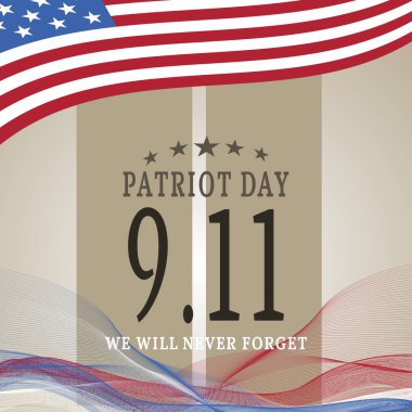 Dalgalar ve bayrak ile arka planda Patriot Günü Vektör posteri.