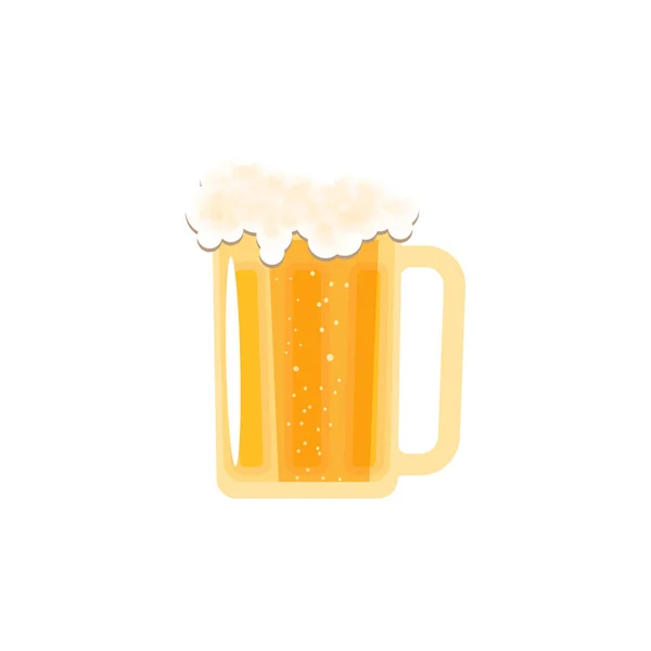 Ikone voll beladener Krug mit hellem Bier mit Schaum auf weißem Hintergrund. — Stockfoto
