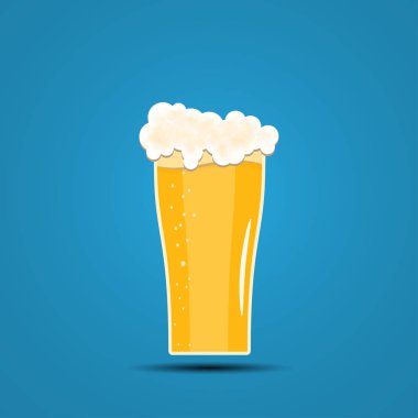 Mavi arka planda bira kadehi ile vektör simgesi.