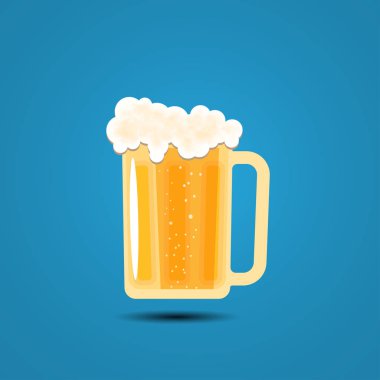 Mavi arka planda bira bardağı ile Vektör simgesi.