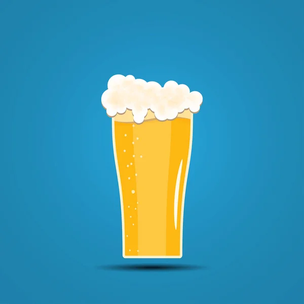 青い背景にビールのゴブレットを持つベクトルアイコン. — ストックベクタ