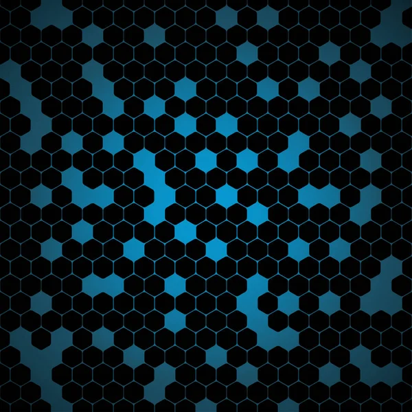 六角形の形状と穴を持つベクトル抽象的な濃い青色の背景. — ストックベクタ
