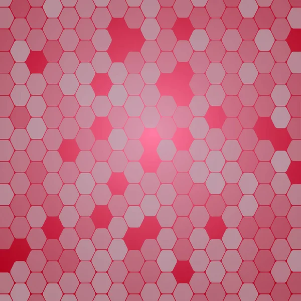 六角形の様々な不透明度と穴を持つベクトル抽象的なグラデーション赤い背景. — ストックベクタ