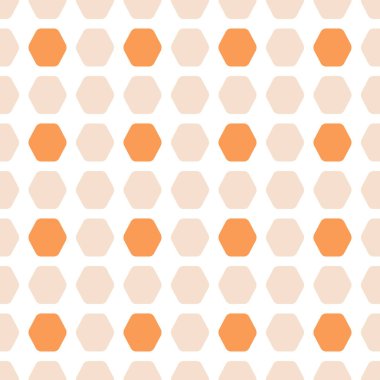 Turuncu ve açık bej altıgen şekilli soyut dikişsiz desen.