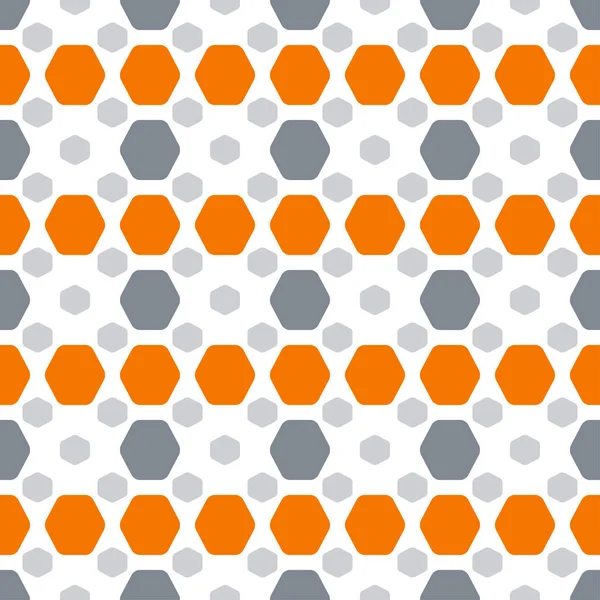 抽象无缝图案，白色背景上具有橙色和灰色六边形. — 图库照片
