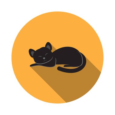 Cadılar Bayramı için gölge ile siyah kedi Vektör izole simgesi.