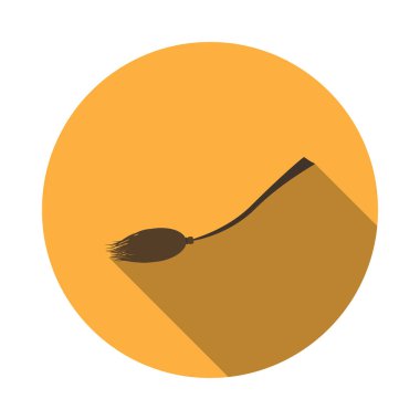 Gölge ile Cadılar Bayramı için sihirli süpürge izole vektör simgesi.