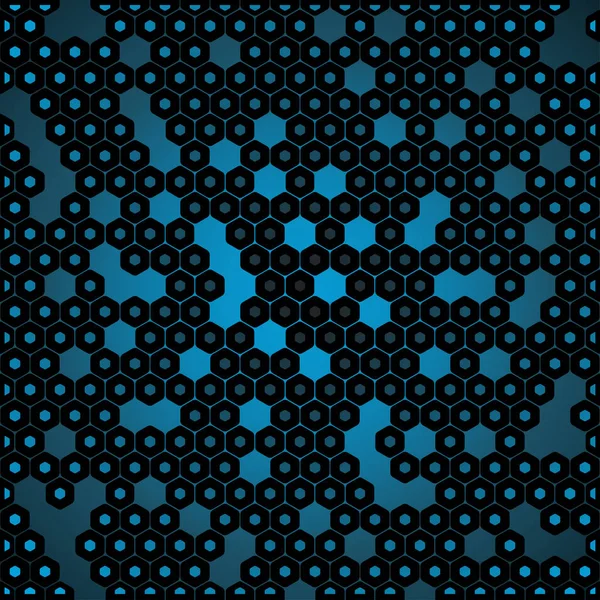Vecteur abstrait fond dégradé bleu foncé avec des formes hexagonales et des trous . — Image vectorielle