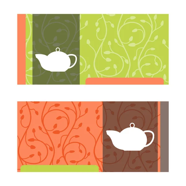 Blank of a gift voucher with silhouette of kettle and floral design for placing your text and details. — Stock Photo, Image