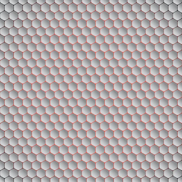 Abstract hexagon light gray background with red illumination.