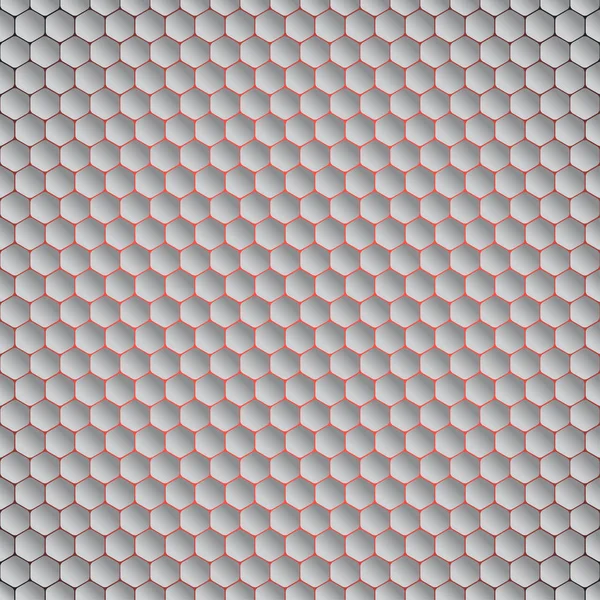 Fondo gris claro hexágono abstracto con iluminación roja . — Foto de Stock