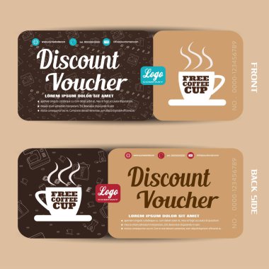 Kahve satışlarını artırmak için indirim kuponu vektör illüstrasyonu.
