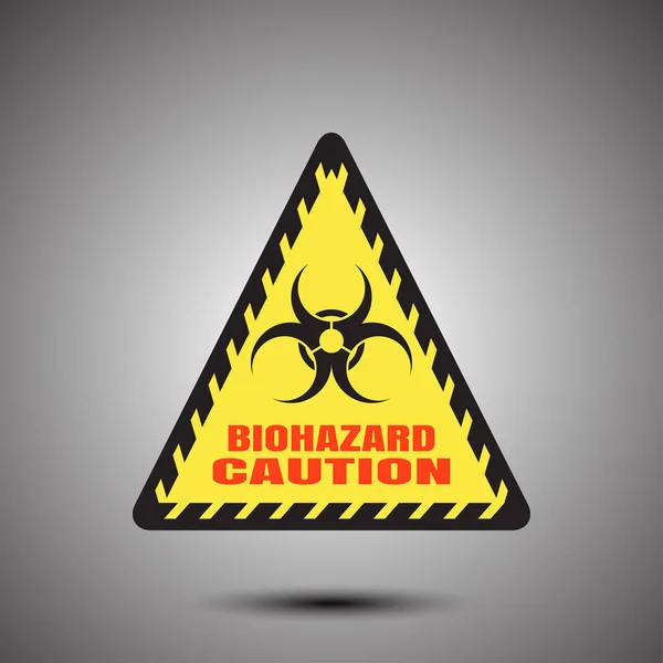 Biohazard - poster vettoriale con etichetta triangolo sullo sfondo grigio sfumato . — Vettoriale Stock