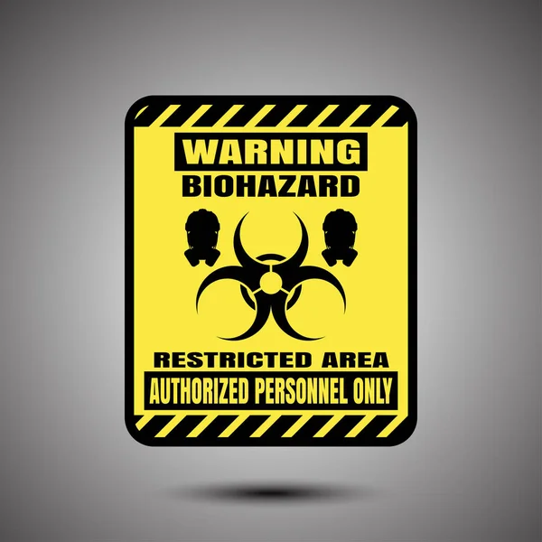 Biohazard - poster vettoriale con etichetta quadrata sullo sfondo grigio sfumato . — Vettoriale Stock