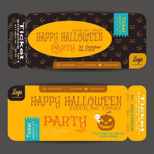 Ticket to a Halloween party on the dark background with pattern vector illustration. — Stock Vector