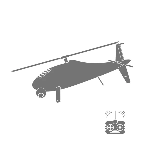 Image vectorielle de l'icône de la silhouette du copter avec télécommande sur le fond blanc . — Image vectorielle